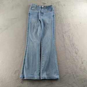 Zara Jeans Womens 4 Light Wash Blue High Rise Flare Wide Leg Denim Pants Casual